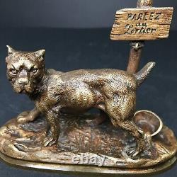 CHIEN DE GARDE bronze non signé Fonte ancienne vintage ancien antique $