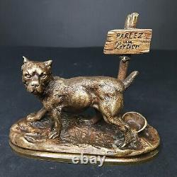 CHIEN DE GARDE bronze non signé Fonte ancienne vintage ancien antique $