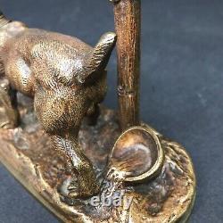 CHIEN DE GARDE bronze non signé Fonte ancienne vintage ancien antique $