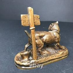 CHIEN DE GARDE bronze non signé Fonte ancienne vintage ancien antique $