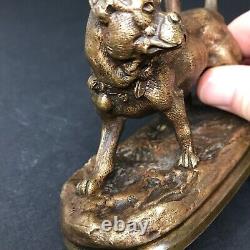 CHIEN DE GARDE bronze non signé Fonte ancienne vintage ancien antique $