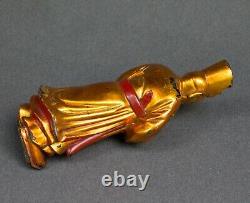 CHINE ou ASIE statue en bois doré Sculpture Homme sage moine ancien