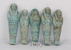 COLLECTION DE 5 STATUES PHARAONIQUES ANCIENNES ÉGYPTIENNES USHABTI de la rein