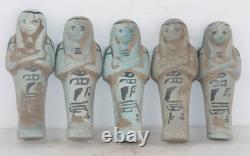 COLLECTION DE 5 STATUES UNIQUES PHARAONIQUES ANCIENNES ÉGYPTIENNES USHABTI de