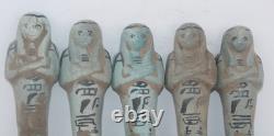 COLLECTION DE 5 STATUES UNIQUES PHARAONIQUES ANCIENNES ÉGYPTIENNES USHABTI de