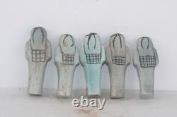 COLLECTION DE 5 STATUES UNIQUES PHARAONIQUES ANCIENNES ÉGYPTIENNES USHABTI de