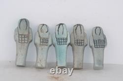COLLECTION DE 5 STATUES UNIQUES PHARAONIQUES ANCIENNES ÉGYPTIENNES USHABTI de