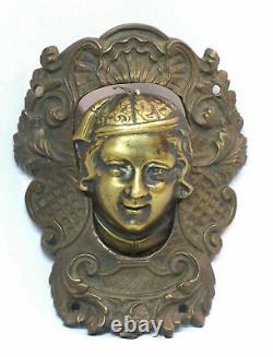 C 19ème ancien mascaron billard bronze sculpture 18cm580g bouche pivotant homme