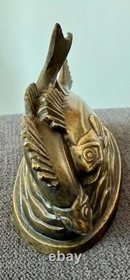 C. CHARLES Periode Art Déco, Poissons en Bronze Belle Patine Ancienne. Signés