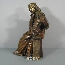 Cardinal De Richelieu  Écclésiastique Et Homme D'état Sculpture Bronze Ancien