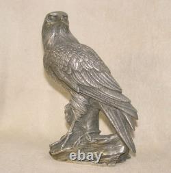 Ccollecté Ancienne art Lifelike Aigle Lifelike Aigle Statue / Argent Sculptures