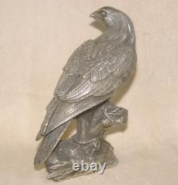 Ccollecté Ancienne art Lifelike Aigle Lifelike Aigle Statue / Argent Sculptures