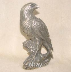 Ccollecté Ancienne art Lifelike Aigle Lifelike Aigle Statue / Argent Sculptures