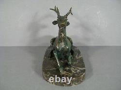 Cerf Sculpture Animalière Ancienne Bronze Signé Maximilien Fiot