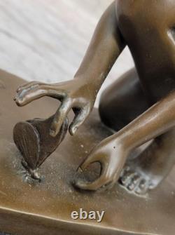 Chair Mâle Guardian Ange Winged Sculpture Statue Ancien 100% Véritable en Bronze