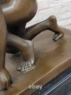 Chair Mâle Guardian Ange Winged Sculpture Statue Ancien 100% Véritable en Bronze