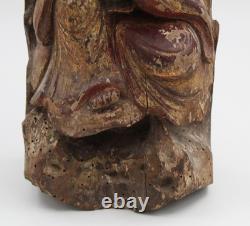 Chine statue en bois ancienne guanyin et enfant 18 / 19 eme