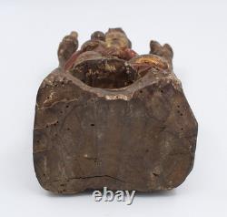 Chine statue en bois ancienne guanyin et enfant 18 / 19 eme