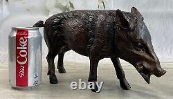Chinois Ancien Cuivre Bronze Feng Shui Evil Lucky Richesse Wild Boar Pig Statue