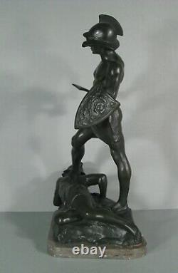 Combat De Gladiateurs Jeu Du Cirque Rome Ancienne Sculpture Régule Signé Lemoyne
