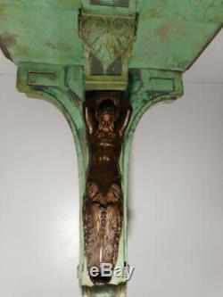 Console ancienne GUERET FRERES 19 siècle bois sculpté sculpture statue bronze
