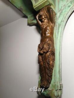 Console ancienne GUERET FRERES 19 siècle bois sculpté sculpture statue bronze