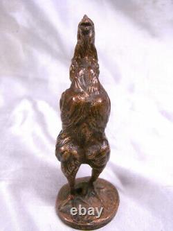 Coq Chantant Bronze Emmanuel Fremiet Ancienne Sculpture Animaliere