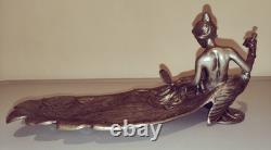 Coupelle Ancien Vide Poche Art Nouveau Art Deco En Étain Argenté En Bon État