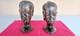 Couple Art Africain 2 Têtes Anciennes Années 50/60 Sculpture Statue En Bois
