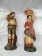 Couple De Napolitains En Plâtre Polychrome, Santons Très Anciens