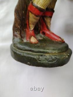 Couple de Napolitains En Plâtre Polychrome, Santons Très Anciens