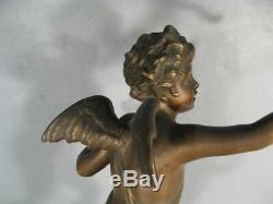 Cupidon Angelot Amour Putto Sculpture Ancienne En Bronze Signée Charles Anfrie