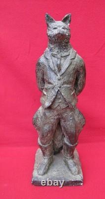 Curieuse Statue Ancienne Homme A Tete De Loup