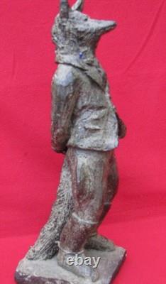 Curieuse Statue Ancienne Homme A Tete De Loup