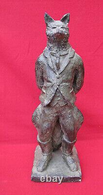 Curieuse Statue Ancienne Homme A Tete De Loup