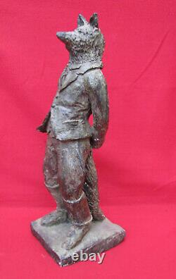 Curieuse Statue Ancienne Homme A Tete De Loup