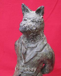 Curieuse Statue Ancienne Homme A Tete De Loup