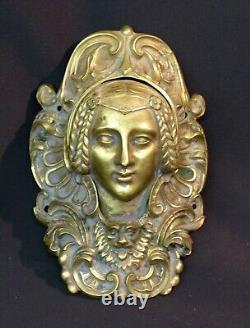 D 19ème ancien mascaron billard bronze sculpture 19cm630g bouche pivotante femme