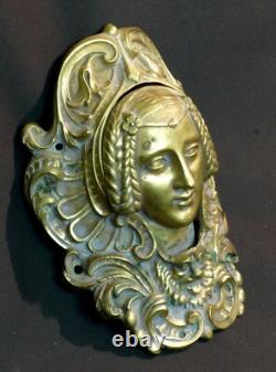 D 19ème ancien mascaron billard bronze sculpture 19cm630g bouche pivotante femme