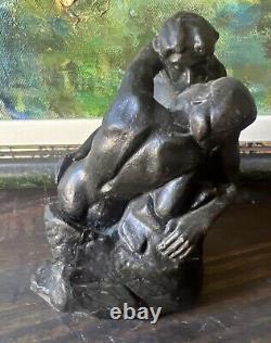 D'après A. RODIN Le Baiser Statue en Bronze Sculpture Ancienne