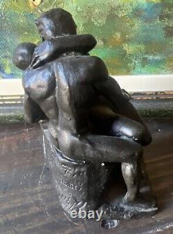D'après A. RODIN Le Baiser Statue en Bronze Sculpture Ancienne
