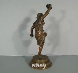 Danseuse Joueuse De Cymbales Faunesse Sculpture Bronze Ancien Signé Rancoulet