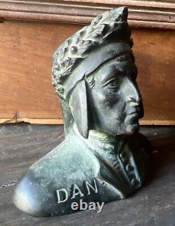 Dante Alighieri Buste en Bronze XIXe Statue Ancienne Sculpture