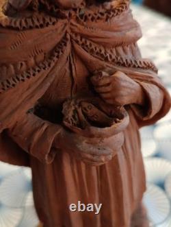 Dieppe terre cuite Ancienne Femme De Pêcheur, Signée Illisible Et Datée 1875