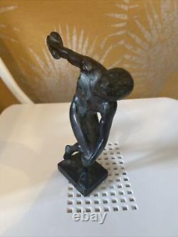 Discobole Athlète Homme Sculpture Bronze Ancien