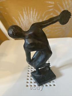 Discobole Athlète Homme Sculpture Bronze Ancien