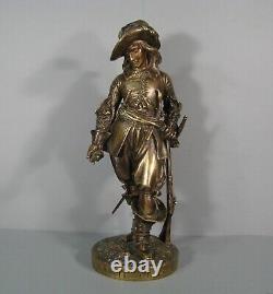 Écuyer Gil Blas De Santillane Sculpture Bronze Ancien Signé Levêque