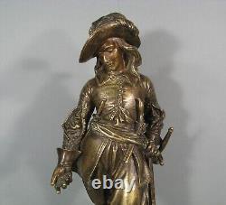 Écuyer Gil Blas De Santillane Sculpture Bronze Ancien Signé Levêque