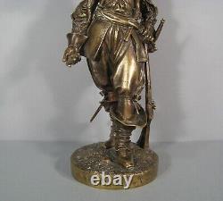 Écuyer Gil Blas De Santillane Sculpture Bronze Ancien Signé Levêque