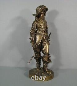 Écuyer Gil Blas De Santillane Sculpture Bronze Ancien Signé Levêque